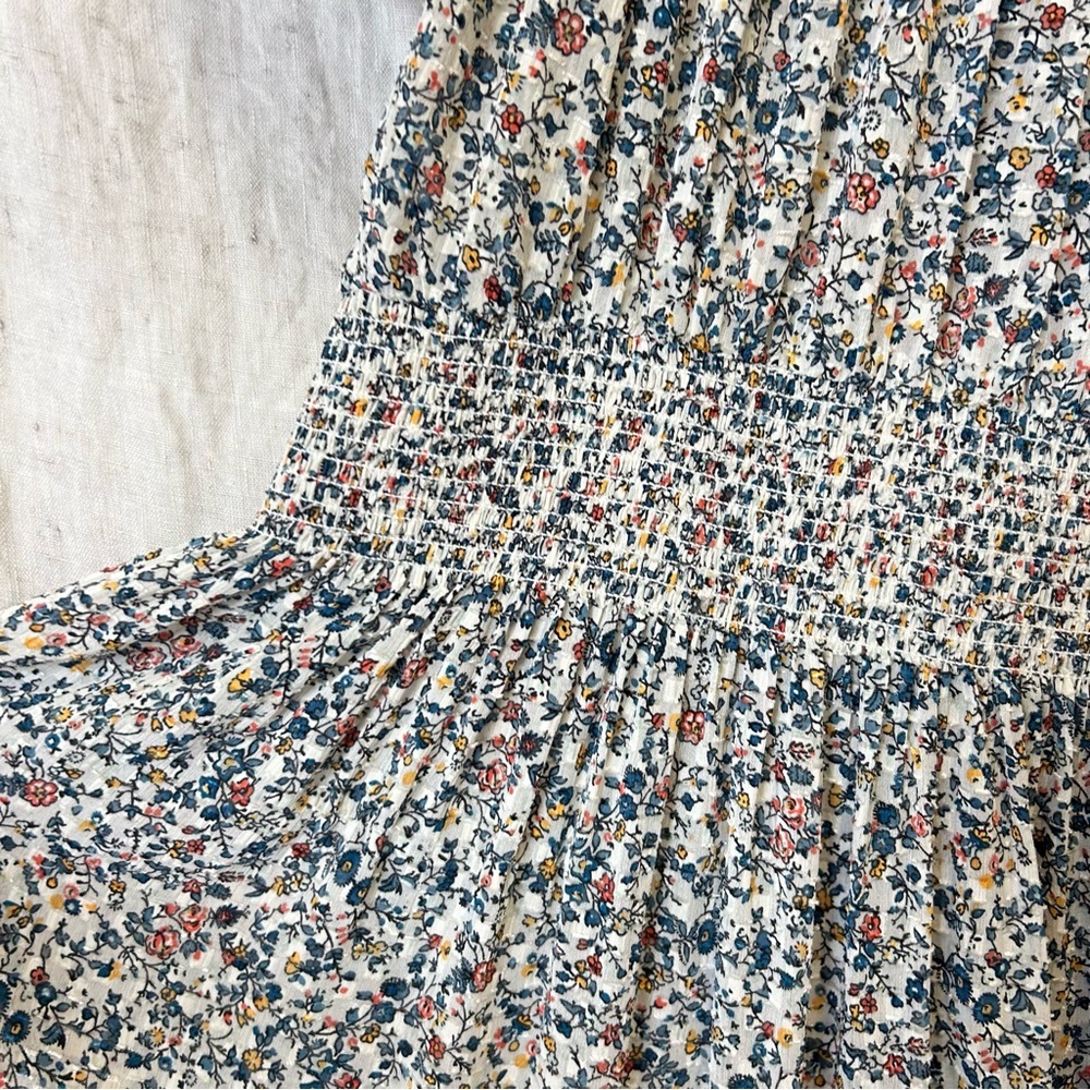 Madewell Smock-Waist Peasant Midi Dress in Blossoming Vine size small tall - Picture 9 of 11